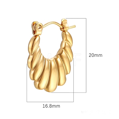 Vintage Retro Stainless Steel Shrimp-textured Oval Hoop Earrings for Women PW-WGBCD6B-01-1