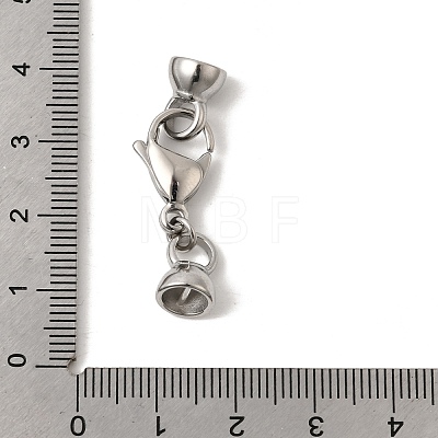 304 Stainless Steel Lobster Claw Clasps and Cord End STAS-B128-08P-02-1