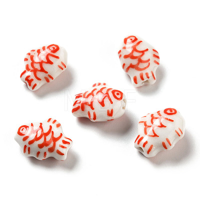 Handmade Printed Porcelain Beads PORC-F005-03C-1