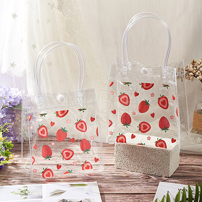 Rectangle Transparent Printed PVC Plastic Gift Tote Bags ABAG-TADJ0002-002D-1