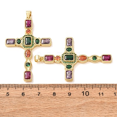 Brass Pave Colorful Cubic Zirconia Pendants CU-CBA2907-01A-G-1
