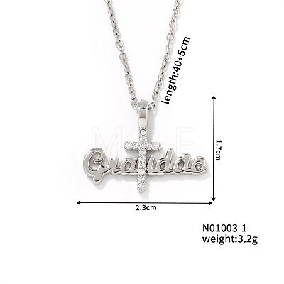 Fashionable Hip-hop Cross Pendant Necklace with Sparkling Rhinestone SP0076-1-1