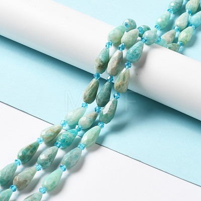 Natural Flower Amazonite Beads Strands G-B028-A03-1
