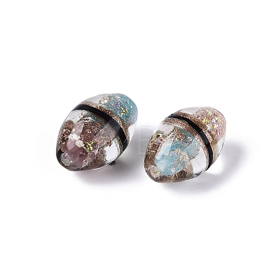 Two Tone Color Handmade Foil Glass Beads FOIL-Q001-01E-1