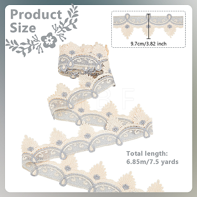 7.5 Yards Polyester Flower Lace Trim OCOR-OC0001-53B-1