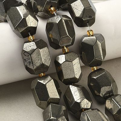 Natural Gold Pyrite/Golden Pyrite Beads Strands G-G459-C01-01-1
