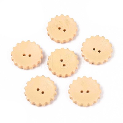 Spray Painted Natural Wood Buttons WOOD-T032-34A-1