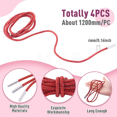 4Pcs Rhinestone Round Cord Shoelace FIND-TA0010-44P-02-1