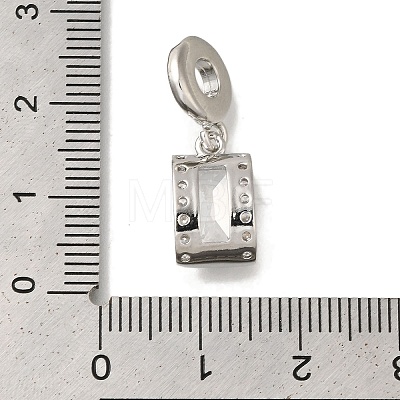 Rack Plating Brass Micro Pave Clear Cubic Zirconia European Dangle Charms KK-H485-18P-1