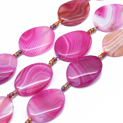 Natural Banded Agate/Striped Agate Beads Strands G-I245-54A-1