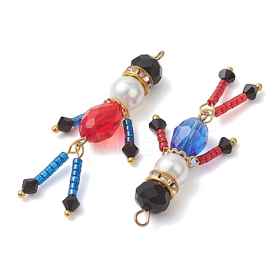 2Pcs Glass Seed Bead and Pearlized Glass Pearl Big Pendants PALLOY-MZ01289-1