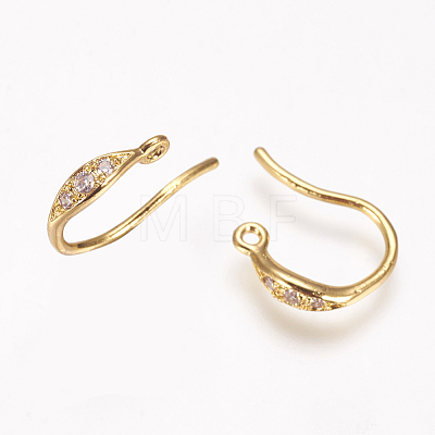 Brass Cubic Zirconia Earring Hooks KK-P076-04-1