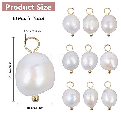 CHGCRAFT 10Pcs Natural Freshwater Pearl Pendants FIND-CA0009-02C-1