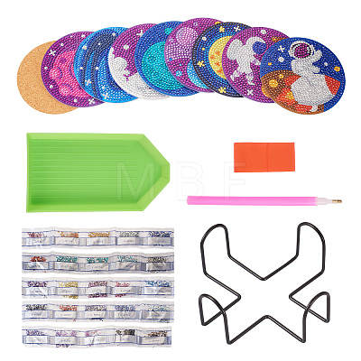 DIY Diamond Painting Space Theme Cup Mat Kits DIY-TAC0028-01-1