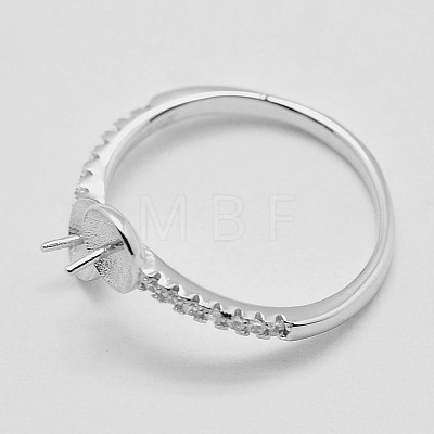 Adjustable Rhodium Plated 925 Sterling Silver Cuff Rings STER-K038-072P-1