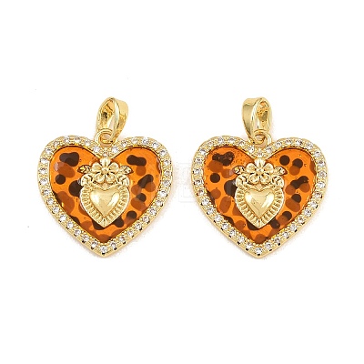 Brass Micro Pave Clear Cubic Zirconia Pendants CU-CBA415D-11G-01-1
