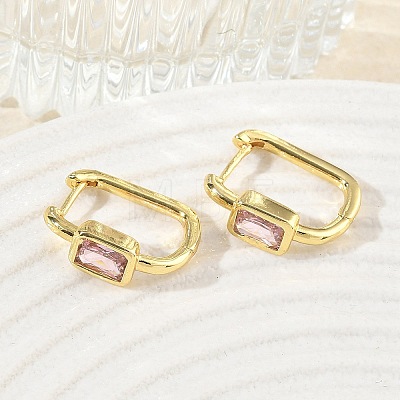 Brass Pave Single Cubic Zirconia Hoop Earrings KK-CBA98BA-18G-1