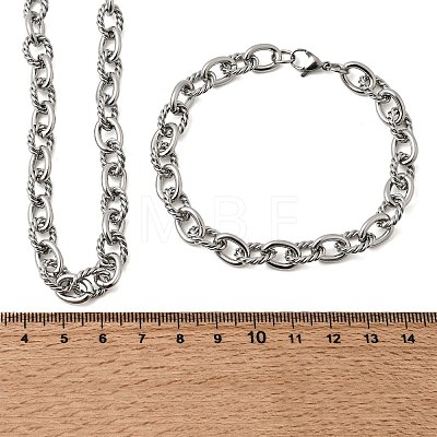 304 Stainless Steel Cable Chains Bracelet & Necklace Jewelry Sets SJEW-L199-11P-1