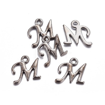 Gunmetal Plated Alloy Letter Pendants LS-PALLOY-J718-01B-M-1