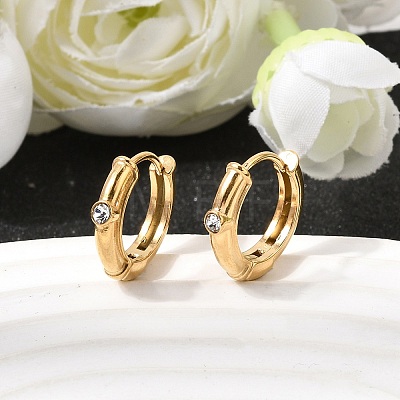 304 Stainless Steel Rhinestone Hoop Earrings EJEW-P344-06G-1