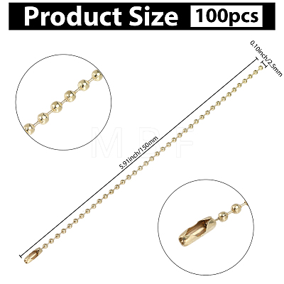 100Pcs Iron Ball Chains with Connectors IFIN-SP0001-67G-1