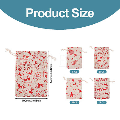 20Pcs 4 Styles Christmas Theme Cotton Fabric Cloth Bags ABAG-TA0002-04A-1