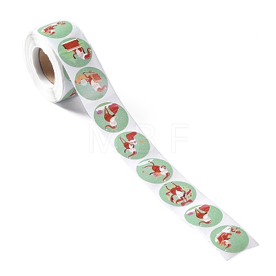 8 Patterns Christmas Round Dot Self Adhesive Paper Stickers Roll DIY-A042-01C-1