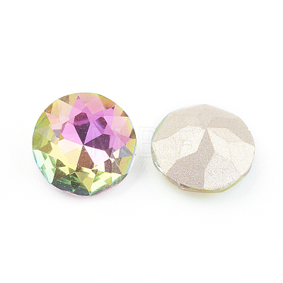 Pointed Back & Back Plated Glass Rhinestone Cabochons RGLA-J012-8mm-001VR-1