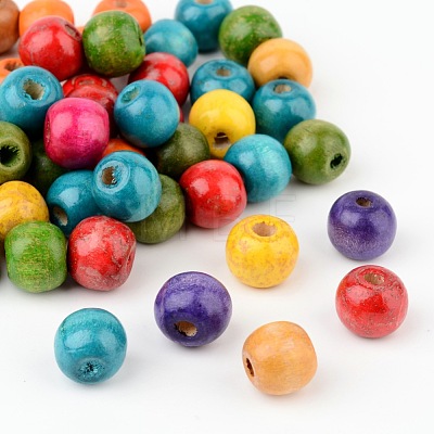 Mixed Round Natural Maple Wood Beads X-TB12mmY-1