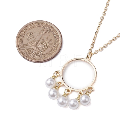 ABS Plastic Imitation Pearl with Brass Pendant Necklaces NJEW-JN04904-1