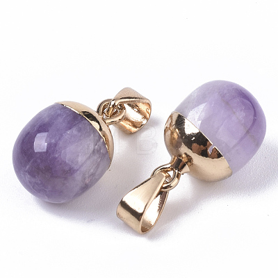 Top Golden Plated Natural Amethyst Pendants X-G-T131-03H-1