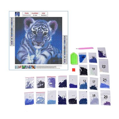DIY 5D Animals Tiger Pattern Canvas Diamond Painting Kits DIY-C021-05-1