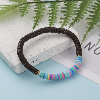 Polymer Clay Heishi Beads Stretch Bracelets BJEW-JB05811-03-1