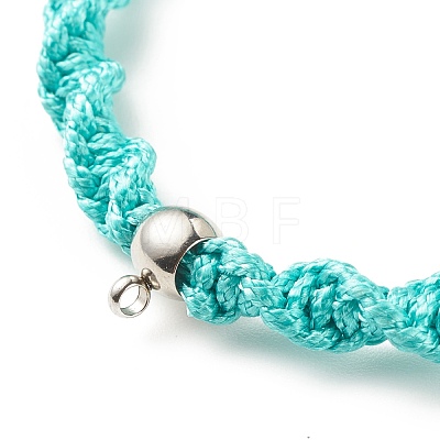Waxed Polyester Cord Braided Wave Cord Bracelet with 304 Stainless Steel Beads BJEW-JB08254-1