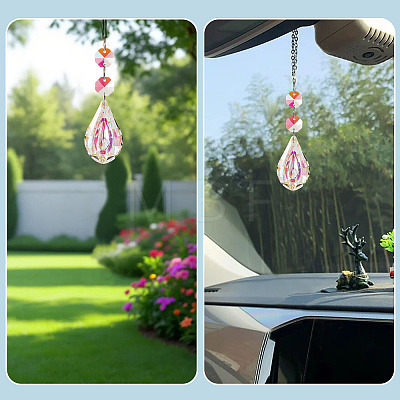 3Pcs Crystal Glass Hanging Sun Catcher AJEW-TADJ0001-08D-1