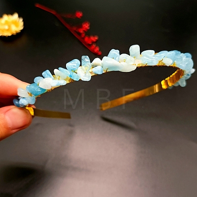 Natural Aquamarine Hair Bands PW-WGC1C33-46-1