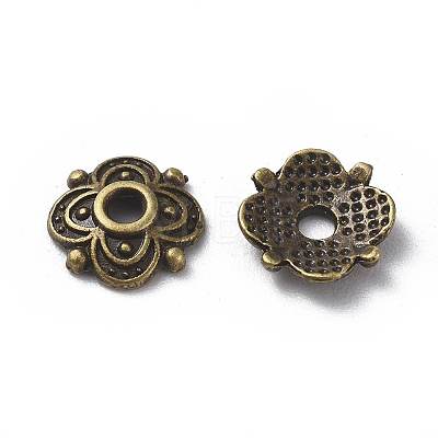 4-Petal Tibetan Style Alloy Flower Bead Caps LS-TIBE-S222-AB-NR-1