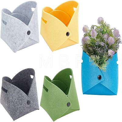 CHGCRAFT 5Pcs 5 Colors Foldable Felt Fleshy Flowerpot DIY-CA0003-95-1