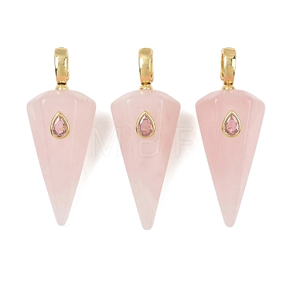 Natural Rose Quartz Pointed Pendants GG-CBA19F2-02G-05-1