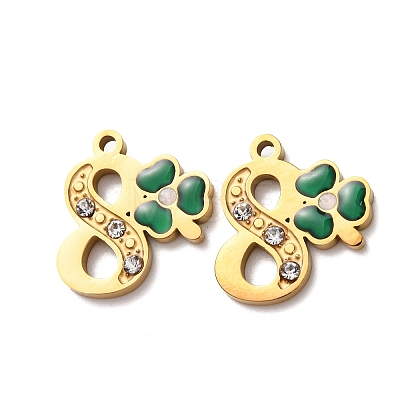 304 Stainless Steel Enamel & Rhinestone Pendants STAS-B130-01G-8-1