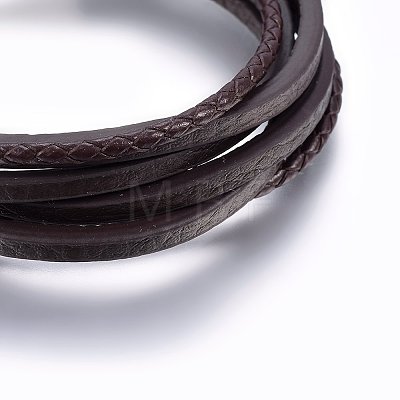 Leather Cord Multi-strand Bracelets BJEW-E345-18P-1
