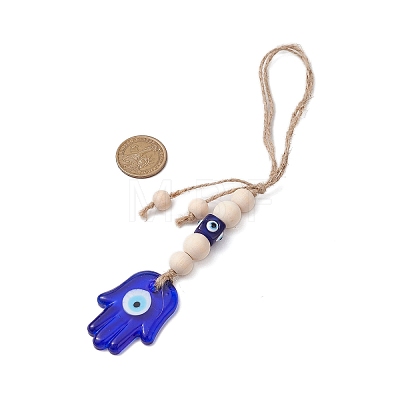 Handmade Blue Evil Eye Lampwork Pendant Decorations HJEW-JM02303-02-1