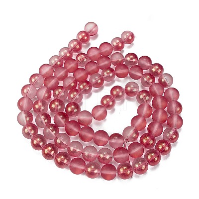 Frosted Transparent Glass Bead Strands GLAA-P065-10mm-09-1