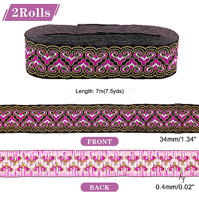 Ethnic Style Embroidery Polyester Ribbons OCOR-WH0070-10E-10-1