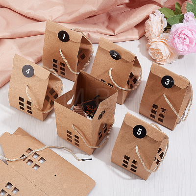   25 Sets Rectangle Foldable Creative Christmas Paper Gift Box with Window and 1 Polka Dot Paper Number Labels Sticker CON-PH0002-85A-1