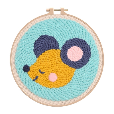 DIY Animal Pattern Punch Embroidery Beginner Kits for Beginners PW-WGCCAFD-01-1