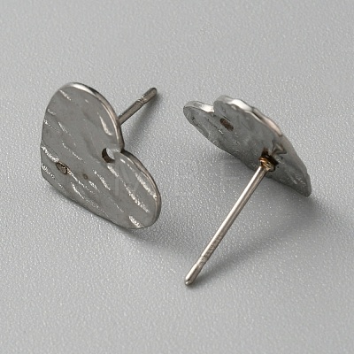 304 Stainless Steel Textured Geometry Stud Earring Findings with Hole STAS-WH0027-54I-1