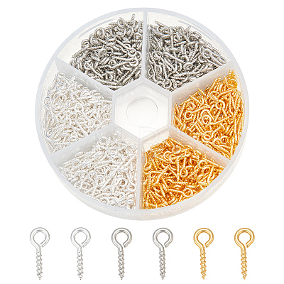 900Pcs 3 Colors Iron Screw Eye Pin Peg Bails IFIN-ME0001-07-1