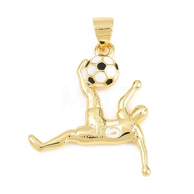Football Brass Micro Pave Cubic Zirconia Pendants KK-A297-09H-G-1