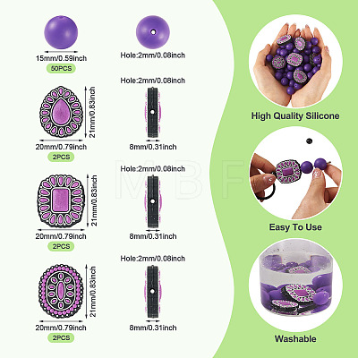 56Pcs 4 Styles Silicone Beads FIND-TA0010-75C-1